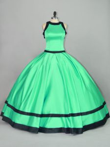 Artistic Apple Green Sleeveless Floor Length Ruching Zipper Quinceanera Dress