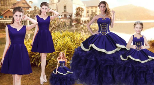 Floor Length Lace Up Quinceanera Dresses Purple for Sweet 16 and Quinceanera with Ruffles