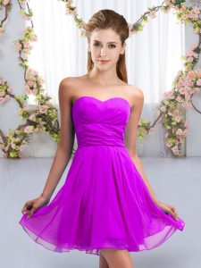 Mini Length Lace Up Court Dresses for Sweet 16 Purple for Wedding Party with Ruching