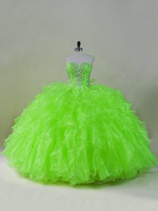Ball Gowns Organza Sweetheart Sleeveless Ruffles Floor Length Lace Up Ball Gown Prom Dress