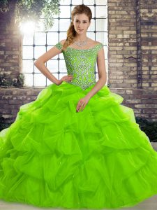 Ball Gowns Sleeveless Quinceanera Dress Brush Train Lace Up