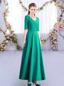 High Class Ankle Length Empire Half Sleeves Turquoise Bridesmaid Dresses Zipper