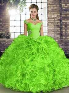 Pretty Sleeveless Organza Lace Up Quinceanera Dresses for Military Ball and Sweet 16 and Quinceanera