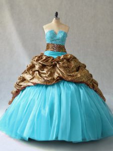 Captivating Organza and Printed Sleeveless Quinceanera Dress and Beading and Pick Ups