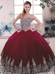 Unique Tulle Sleeveless Floor Length Quince Ball Gowns and Beading and Embroidery