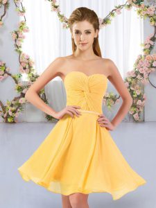 Low Price Gold Sleeveless Chiffon Lace Up Court Dresses for Sweet 16 for Wedding Party