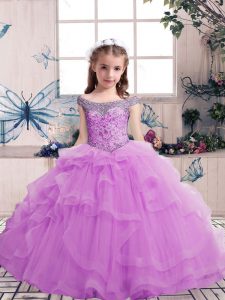 Elegant Sleeveless Beading Lace Up Little Girls Pageant Dress