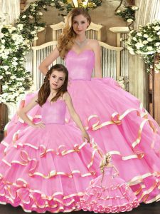Organza Sleeveless Floor Length 15 Quinceanera Dress and Ruffled Layers
