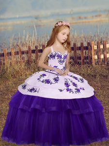 Floor Length Ball Gowns Sleeveless Eggplant Purple Kids Formal Wear Side Zipper