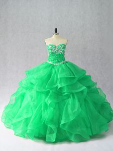 Great Organza Sleeveless Floor Length Quinceanera Dresses and Beading and Ruffles