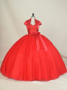 Floor Length Ball Gowns Sleeveless Red 15 Quinceanera Dress Lace Up
