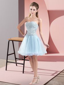 Glorious Sleeveless Zipper Mini Length Beading Prom Evening Gown