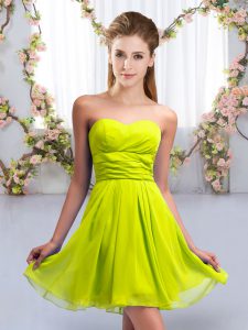 Yellow Green Sleeveless Chiffon Lace Up Wedding Party Dress for Wedding Party