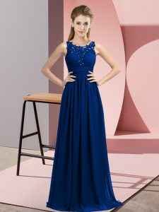 Fantastic Empire Damas Dress Royal Blue Scoop Chiffon Sleeveless Floor Length Zipper