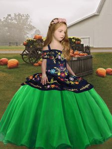 Ball Gowns Little Girls Pageant Dress Green Straps Organza Sleeveless High Low Lace Up