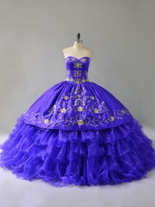 Gorgeous Sleeveless Lace Up Floor Length Embroidery and Ruffled Layers Sweet 16 Dress
