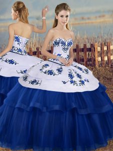 Discount Ball Gowns Quinceanera Gown Royal Blue Sweetheart Tulle Sleeveless Floor Length Lace Up