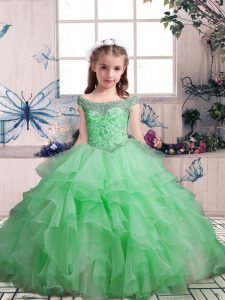 Custom Design Sleeveless Organza Lace Up Little Girls Pageant Dress for Party and Sweet 16 and Wedding Party