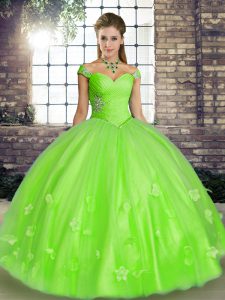 Captivating Sleeveless Beading and Appliques Lace Up Quinceanera Dress