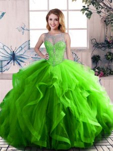 Ball Gowns Sleeveless Green Sweet 16 Dress Lace Up