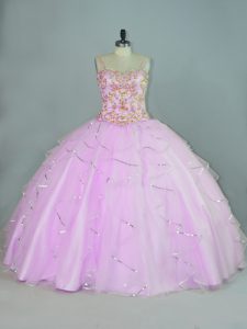 Custom Made Floor Length Ball Gowns Sleeveless Lilac Quinceanera Dress Lace Up