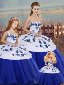 Smart Royal Blue Sleeveless Embroidery and Bowknot Floor Length Sweet 16 Quinceanera Dress