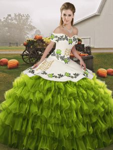 Sophisticated Olive Green Sleeveless Organza Lace Up Sweet 16 Dress for Military Ball and Sweet 16 and Quinceanera