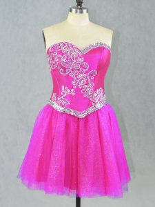 Fuchsia Sleeveless Tulle Lace Up for Prom and Party