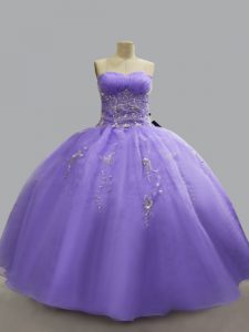 Superior Lavender Ball Gowns Sweetheart Sleeveless Organza Floor Length Lace Up Beading Sweet 16 Dresses
