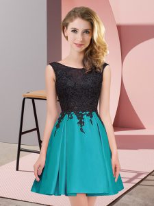 Lace Bridesmaid Dress Teal Zipper Sleeveless Mini Length