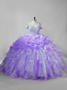 Ball Gowns Sleeveless Lavender Quince Ball Gowns Brush Train Lace Up