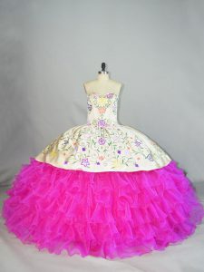 Sleeveless Lace Up Embroidery and Ruffled Layers 15th Birthday Dress