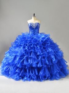 Affordable Organza Sleeveless 15th Birthday Dress and Beading and Ruffles