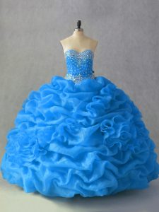 Sleeveless Lace Up Floor Length Beading and Pick Ups and Hand Made Flower Sweet 16 Quinceanera Dress