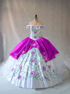 Gorgeous Off The Shoulder Sleeveless Organza Sweet 16 Quinceanera Dress Embroidery and Ruffles Lace Up