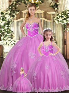 Ball Gowns Quinceanera Dress Lilac Sweetheart Tulle Sleeveless Floor Length Lace Up