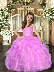Sleeveless Ruffled Layers Lace Up Pageant Gowns For Girls