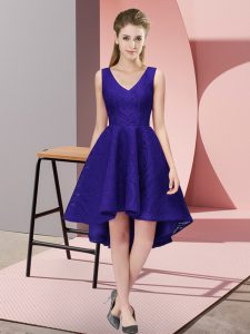 Purple Zipper V-neck Lace Quinceanera Court Dresses Lace Sleeveless