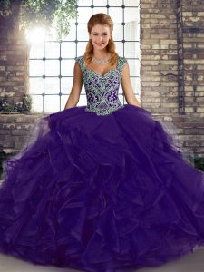 New Arrival Sleeveless Beading and Ruffles Lace Up 15 Quinceanera Dress