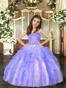 Sleeveless Lace Up Floor Length Ruffles Pageant Gowns For Girls