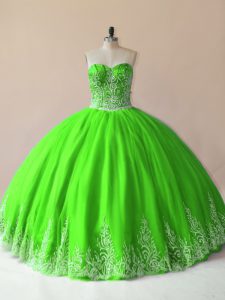 Fabulous Ball Gowns Embroidery 15 Quinceanera Dress Lace Up Tulle Sleeveless Floor Length