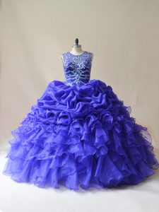 Dynamic Beading and Ruffles and Pick Ups Quinceanera Dress Purple Lace Up Sleeveless Floor Length