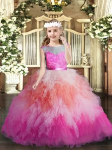 New Style Sleeveless Lace and Ruffles Backless Girls Pageant Dresses