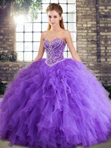 Low Price Sleeveless Lace Up Floor Length Beading and Ruffles Quinceanera Dresses