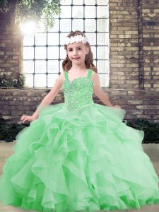 Straps Neckline Beading and Ruffles Pageant Dress Toddler Sleeveless Lace Up