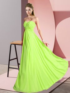 Empire Prom Party Dress Yellow Green Sweetheart Chiffon Sleeveless Floor Length Lace Up