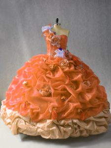 Edgy Organza Sleeveless Floor Length 15 Quinceanera Dress and Beading and Pick Ups and Hand Made Flower