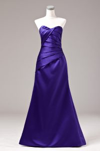 Best Sleeveless Floor Length Ruching Lace Up Dress for Prom with Purple