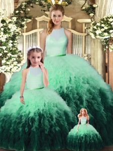 Multi-color Sleeveless Ruffles Floor Length 15th Birthday Dress