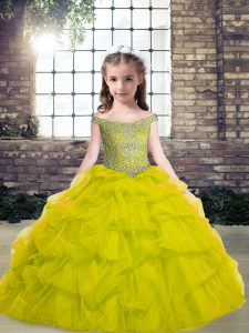 Attractive Sleeveless Floor Length Beading Lace Up Winning Pageant Gowns with Green